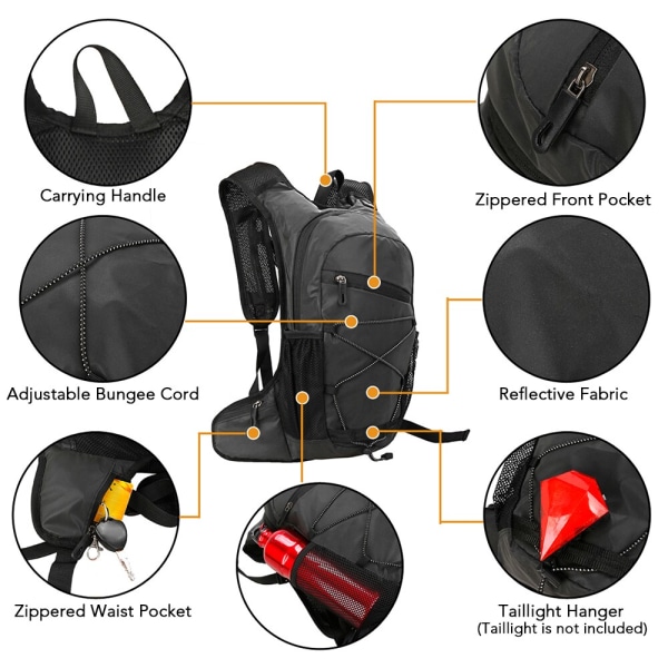 Reflekterande cykelryggsäck med hög synlighet grå 21*9*40cm black