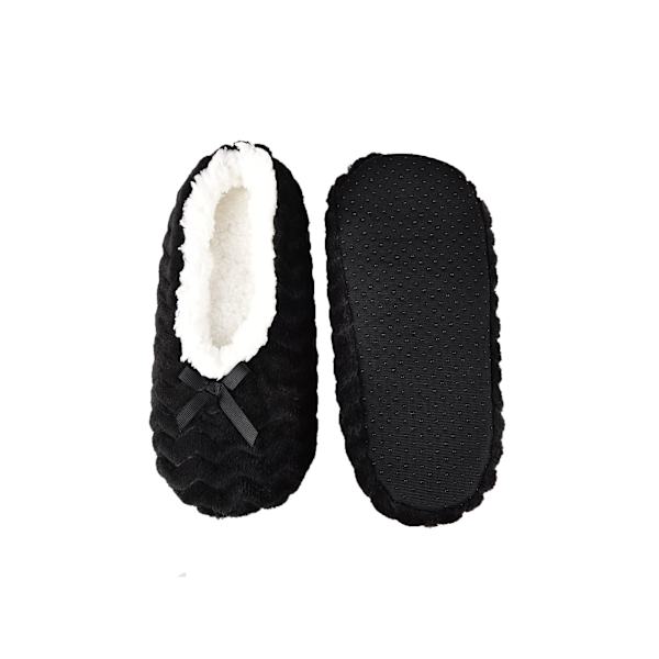 Kvinnor flanell plysch halkfria tofflor förtjockade inomhus hemmaskor Mörkgrå 36/38 Black