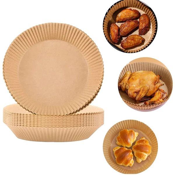 100 st Air Fryer engångspappersfoder Brun en one size