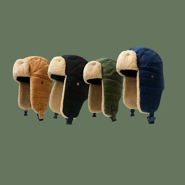 vinterridning skidpilot mössa fleece tjock svart khaki