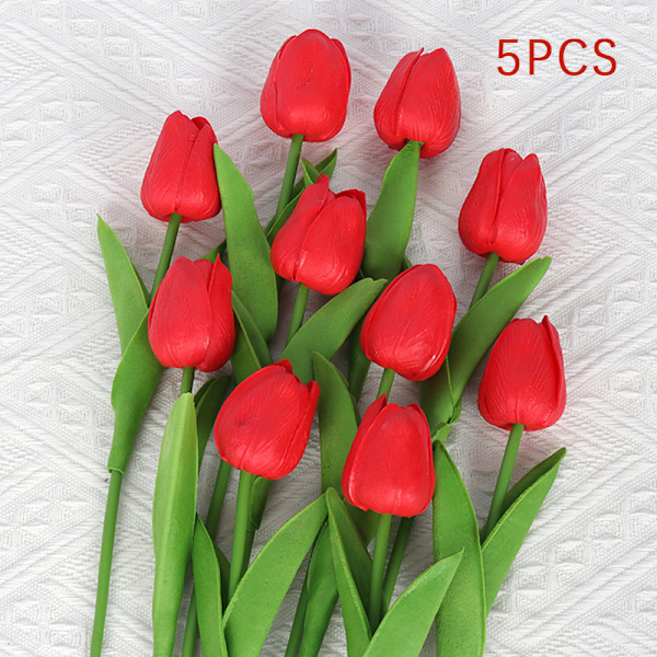 5 st Tulip PU konstgjord blomma Real Touch Bukett B G