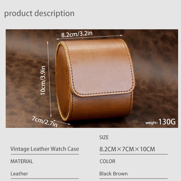 Retro Single Watch Bag Watch Förvaringsbox Brun snäpplås Black Magnetic clasp