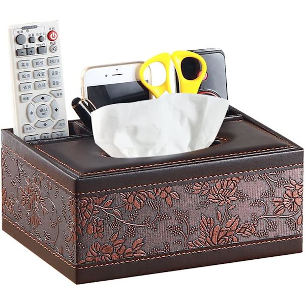 Tissue Box Lock Läder Retro Rektangulär Multifunktionell