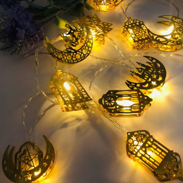 Ramadandekorationer Moon Star Led String Lights EID Mubarak Dec Yellow 09