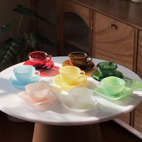 1Set Dockhus Miniatyr Tekopp Fat Kaffekopp Modell Gul Green