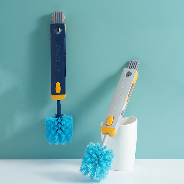 Multifunktionell rengöringsborste Set-Tiny Bottle Cup Cleaner Grå