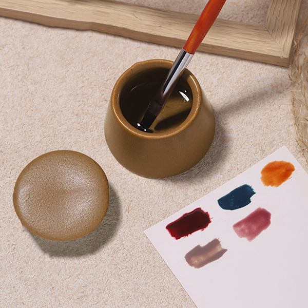 Nail Art Keramik med lås Crystal Cup Nail Wash Pen Cup Brun Beige
