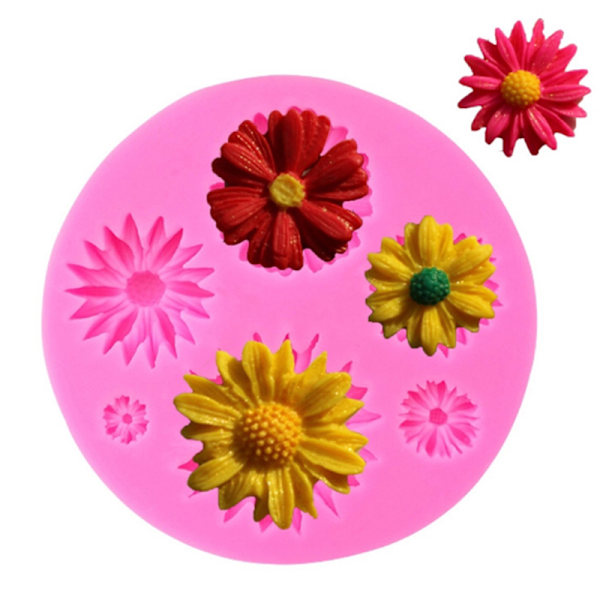 3D Solros Blomblad Präglad Silikonform Relief Fondant ONE SIZE