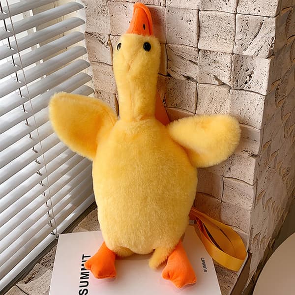 e Stor Plysch Duck Messenger Bag Axelväska Vit