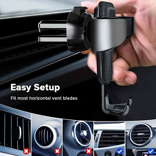 Gravity Bilfäste för mobiltelefonhållare Bil Vent Clip Stand svart 100*95*50mm white