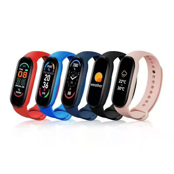 M6 Smart Watch Sports Smart Band med Bluetooth musik Blue Standard Black With magnetic attraction