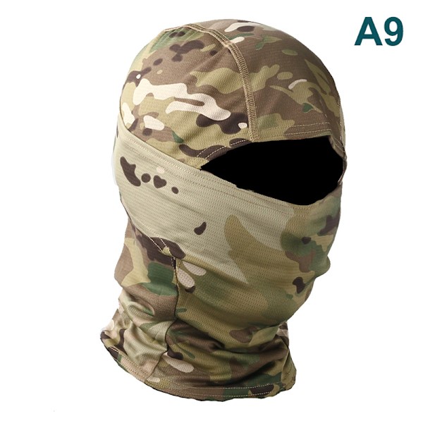 Kamouflage Balaclava Full Face Wargame Cykelhjälm Liner A1 A9