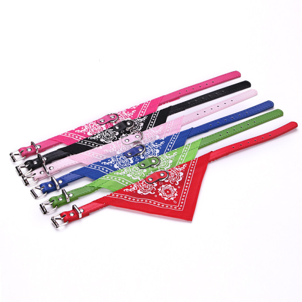 Hund Bandana Halsband Justerbar Cat Pet Halsduk Pu-halsband grön