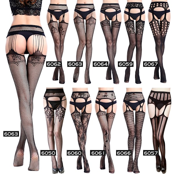 2 PACK Sexiga nätstrumpor för kvinnor strumpbyxor höga strumpor nätstrumpor 6076 black