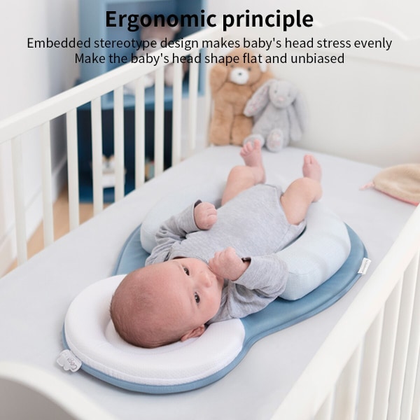 Newborn Sleep Positioning Pad Anti Roll Anti Flat Kuddar brun 55*38*5cm blue