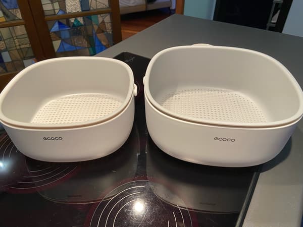 Frukt och grönsaker dränera korg köksredskap blå stor grey small