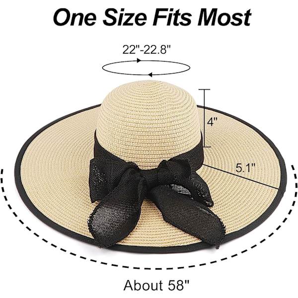 Solhatt för damer, stor bred brätte UPF 50+ (beige)