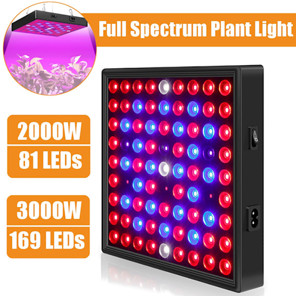 3000W LED Plant Grow Light Full Spectrum LED Justerbar 169-LED 81-LED