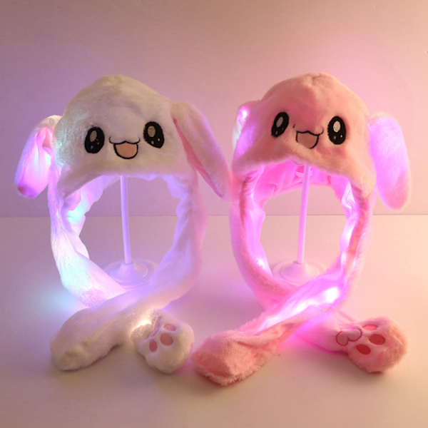 1:a Glödande e Bunny Ears Hat Ear Moving Bunny Hat Toy White