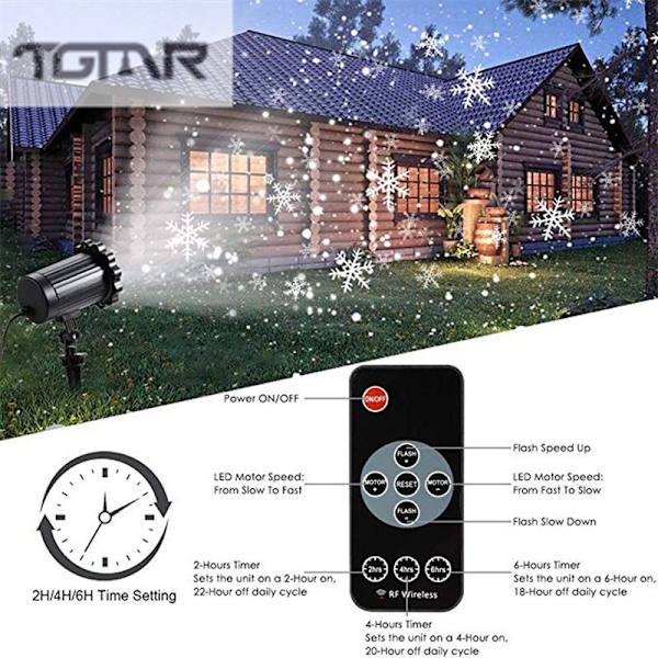 Mini LED Christmas Snowflake Projector Light med fjärrkontroll with remote control