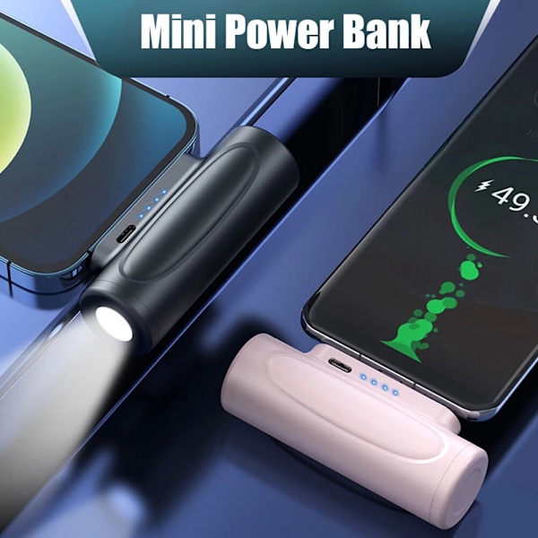 5000Mah trådlös Mini Power Bank snabbladdning rosa iphone ipod black type-c