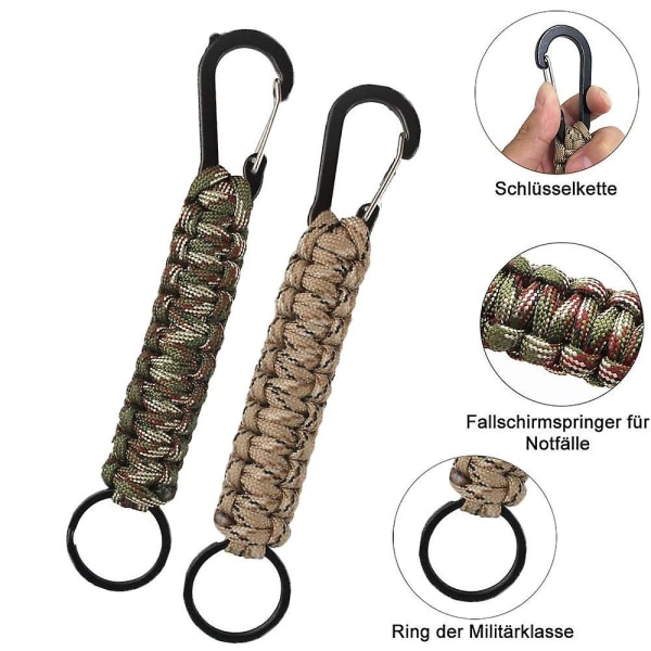 2 st nyckelbricka, utomhus Paracord nyckelring med karbinhake