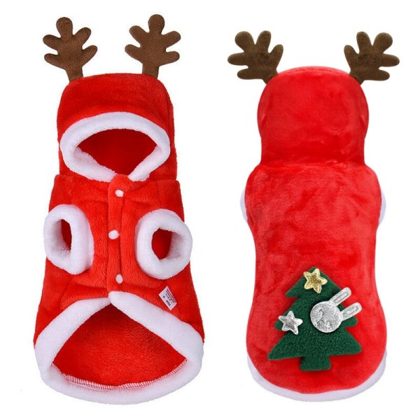 Pet Julkläder Flanell Warm Elk Jacket L XL