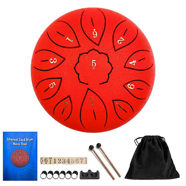 11 note 6-tums panda trumma stål tunga set vit Red
