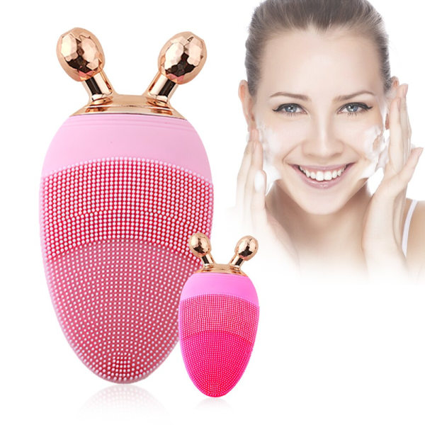 2 i 1 mini elektrisk borste rena ansiktsskönhetsverktyg mei red pink