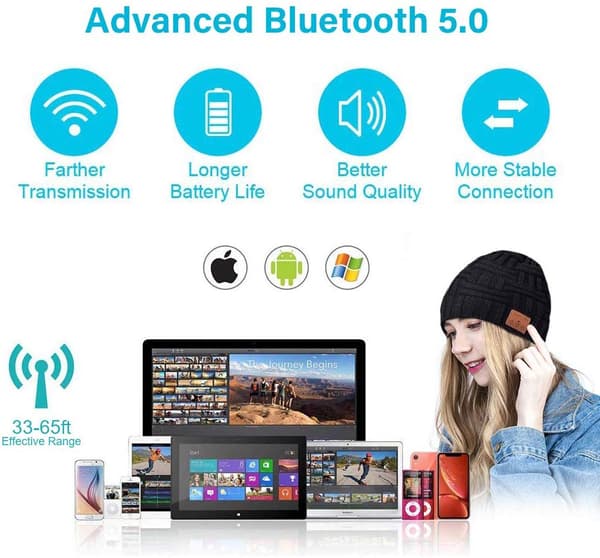 Vinter Bluetooths hörlurar USB uppladdningsbara musikheadset grå 24*23,5cm black