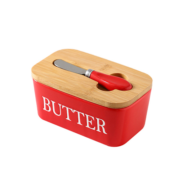 Nordic Butter Seal Box Smörfat Med Lock Och Knivar Red Red