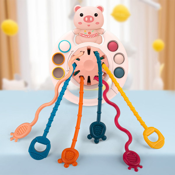 Montessori Leksaker Dra Snören Sensoriska Leksaker Baby Silikon Aktivitet Rosa Pink