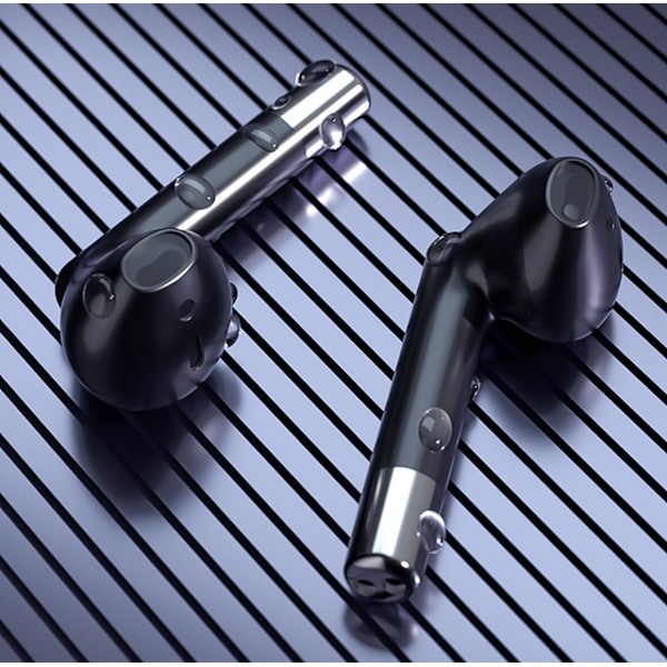 Digital Display Bluetooth Headset med LED Display Laddbox vit