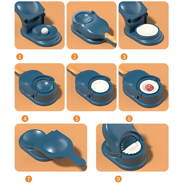 2 i 1 DIY Dumpling Maker Dumpling Skin Press Dough Presser Mol Blå en one size