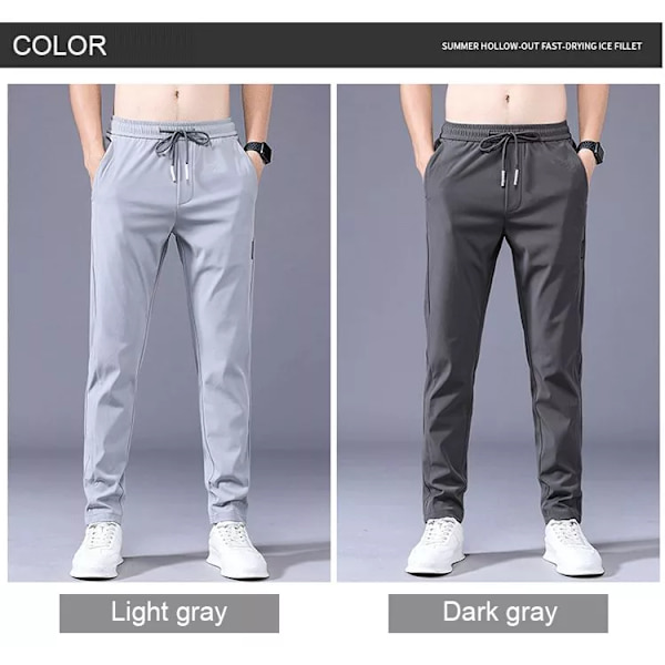 Lösa raka Casual Quick Dry byxor för män svart XL dark gray 4XL