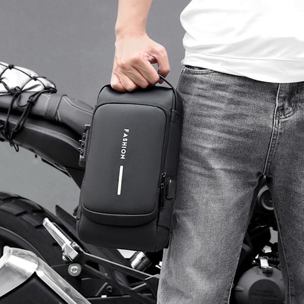 Multifunktionsstöldskydd USB -axelremsväskor grå+brun 16*6*32cm black