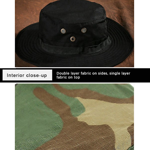Camouflage Hat Tactical Bucket Hats Sommar Jakt Vandring Outdo python grön en one size