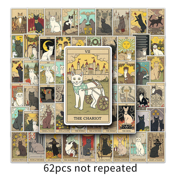 62st Tecknad personlighet Tarotkort Graffiti Sticker Mugg Roder Multicolor 62st/ set