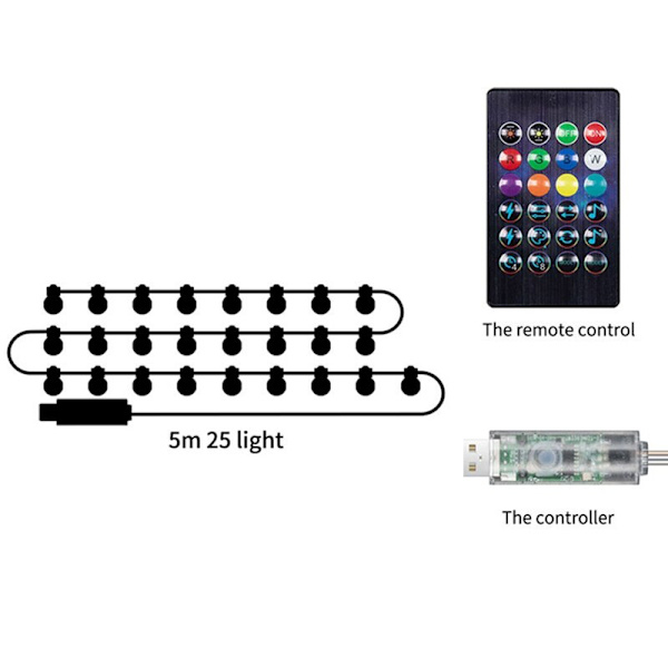 Utomhus julgran RGB String Lights dekoration 10m25leds 5m25leds
