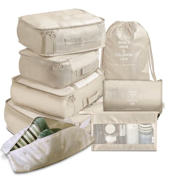 8 st/ set Resebagage Organizer Förvaringsväskor Resväska förpackning Vit White