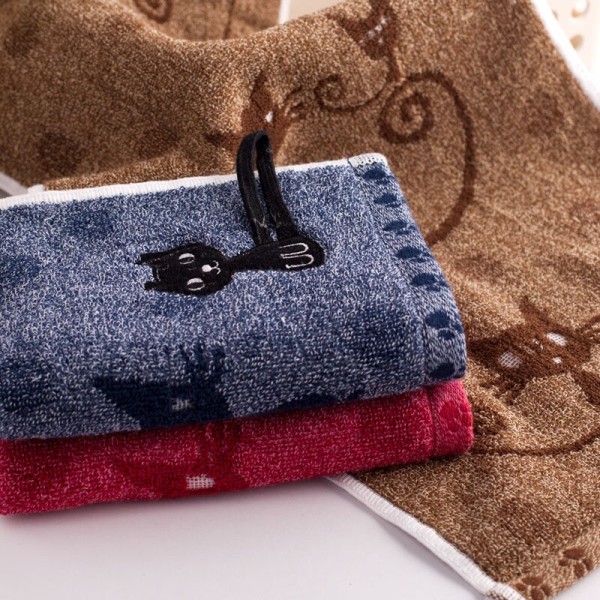 Söt katt 100 % bomull, solid handduk Snabbtorkande mjuk blå 50*25cm blue