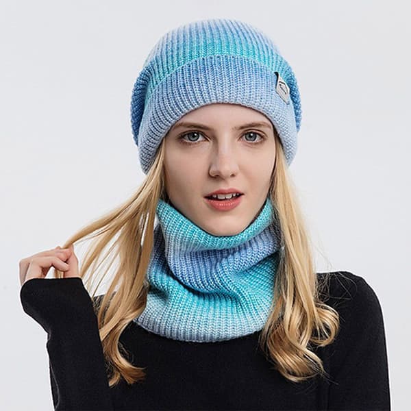 Winter Warm Scarf Hat Set Sticka Gradient Tie Dye orange purple