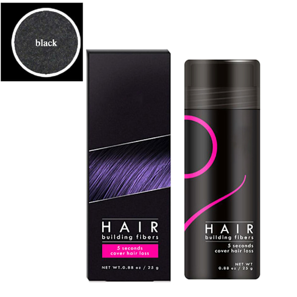 Hårfiber för tjockare hår, växtfiberpulver för tjockare hår, 25g svart black