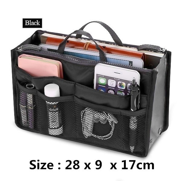 Multifunktions organizer handväska case rosa black