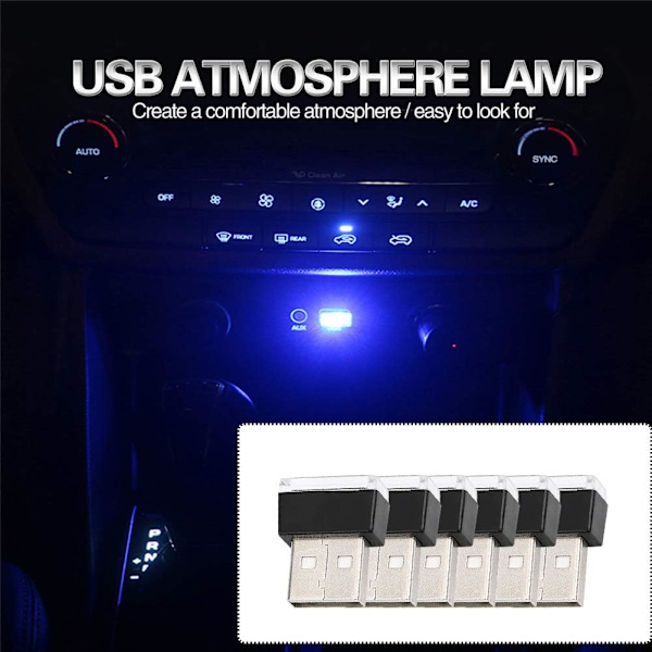 Bil USB -ljus-6PCS bil atmosfär ljus