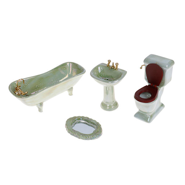 Dockhus miniatyr grönt porslin set