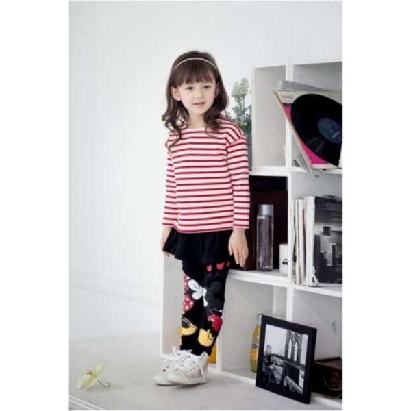 Tjej Musse Pigg Minnie Mouse Långbyxor Kjol Legging Svart 110 Grey 110