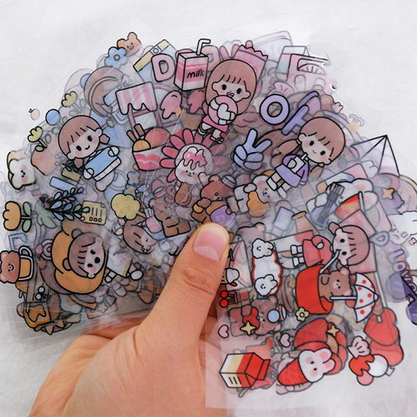 20 ark Girl Journal Sticker Presentbox PET Kawaii brevpapper Rosa Pink