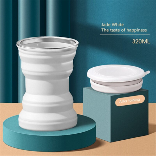 Bärbar silikonvikbar utomhus värmebeständig hopfällbar mugg vit 7,5*8,5*10,5cm gray