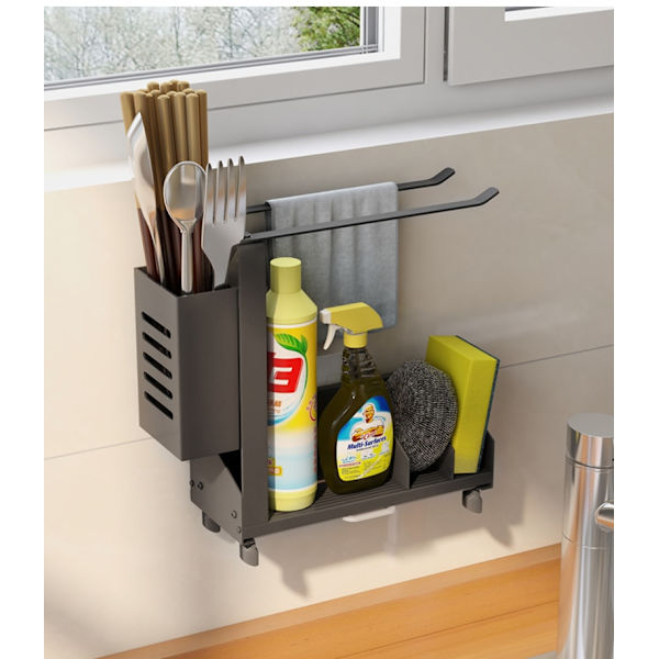Avloppsställ Förvaring Diskbänk Organizer Rack svart medium small